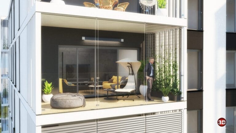 Wizualizacja budynku balkon apartamentowiec