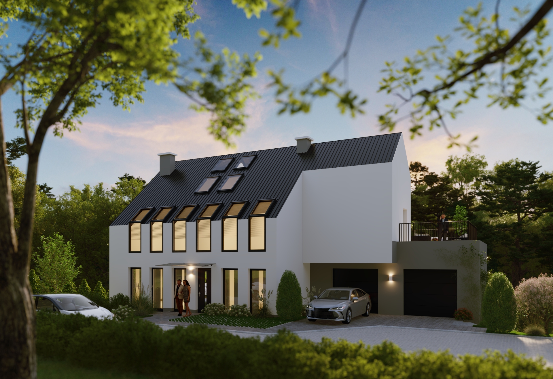 Wizualizacja domu w lesnym otoczeniu