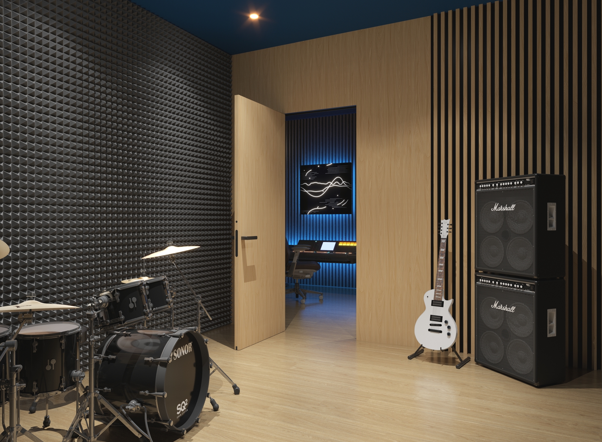 Wizualizacja drzwi studio nagraniowe